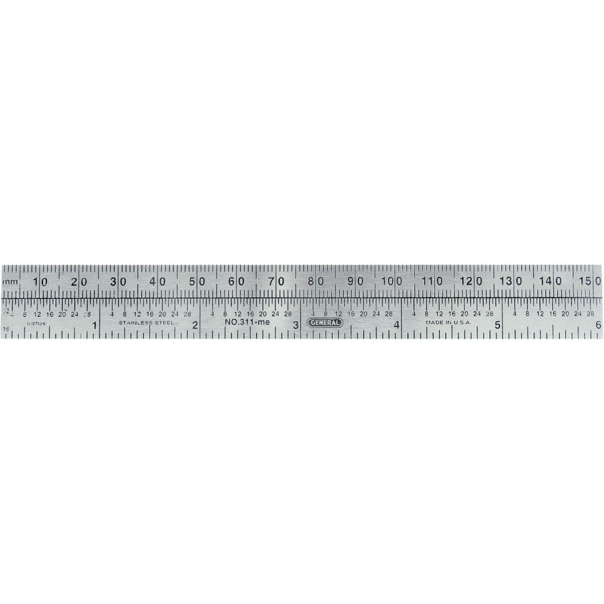 Economy Precision Flexible Ruler, 6" L, Steel