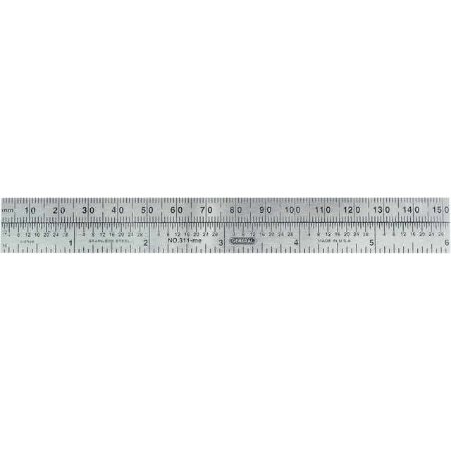 Economy Precision Flexible Ruler, 6" L, Steel