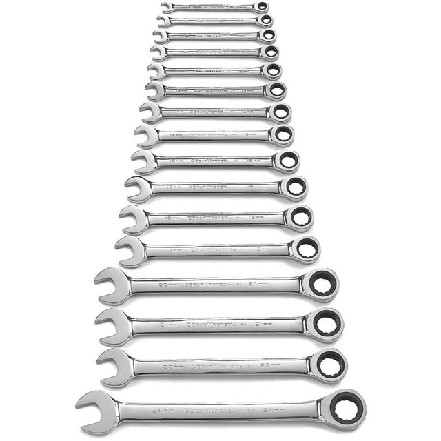 Wrench Set, Combination, 16 Pieces, Metric