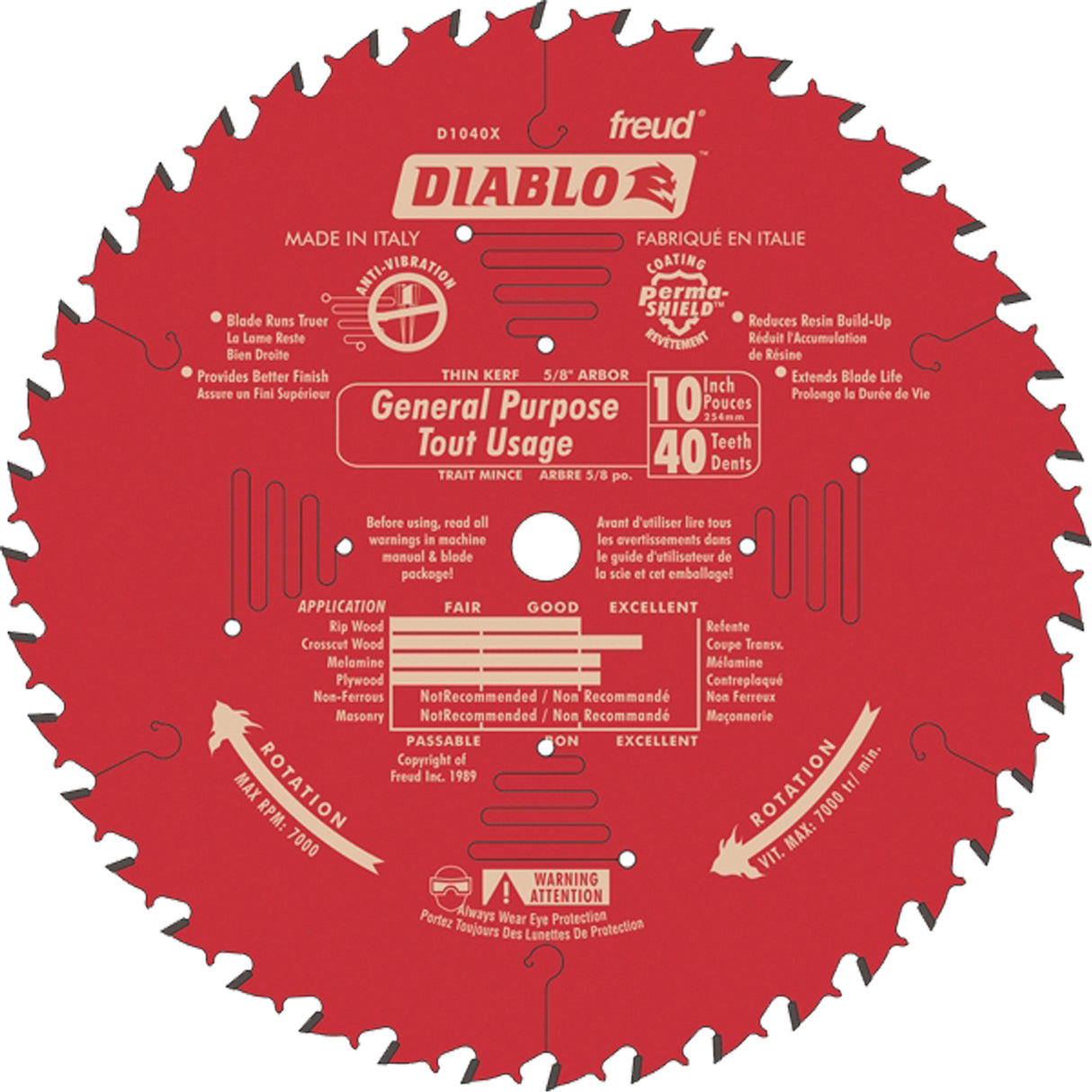 Saw Blades - General Purpose, 10", 40 Teeth, Wood Use
