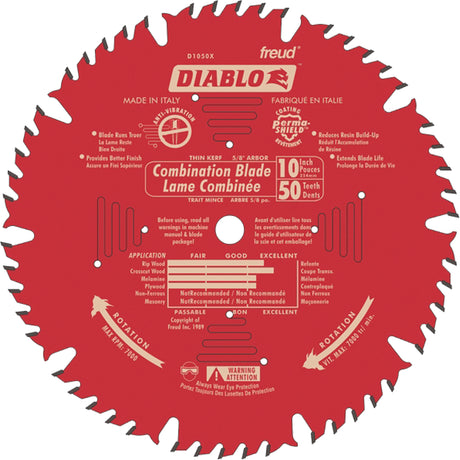 Contractor Saw Blades - Combination Saw Blades, 10", 50 Teeth, Wood Use