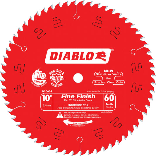 Contractor Saw Blades - Fine Finishing Saw Blades, 10", 60 Teeth, Wood Use
