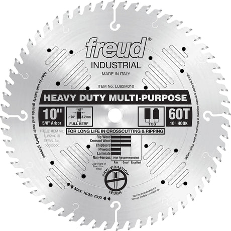 Heavy-Duty Multi-Purpose Saw Blade, 10", 60 Teeth, Wood Use