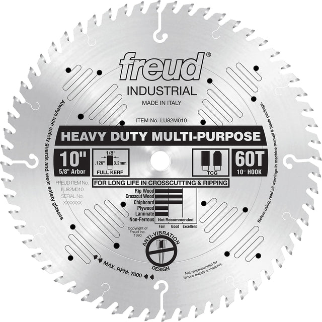 Heavy-Duty Multi-Purpose Saw Blade, 10", 60 Teeth, Wood Use
