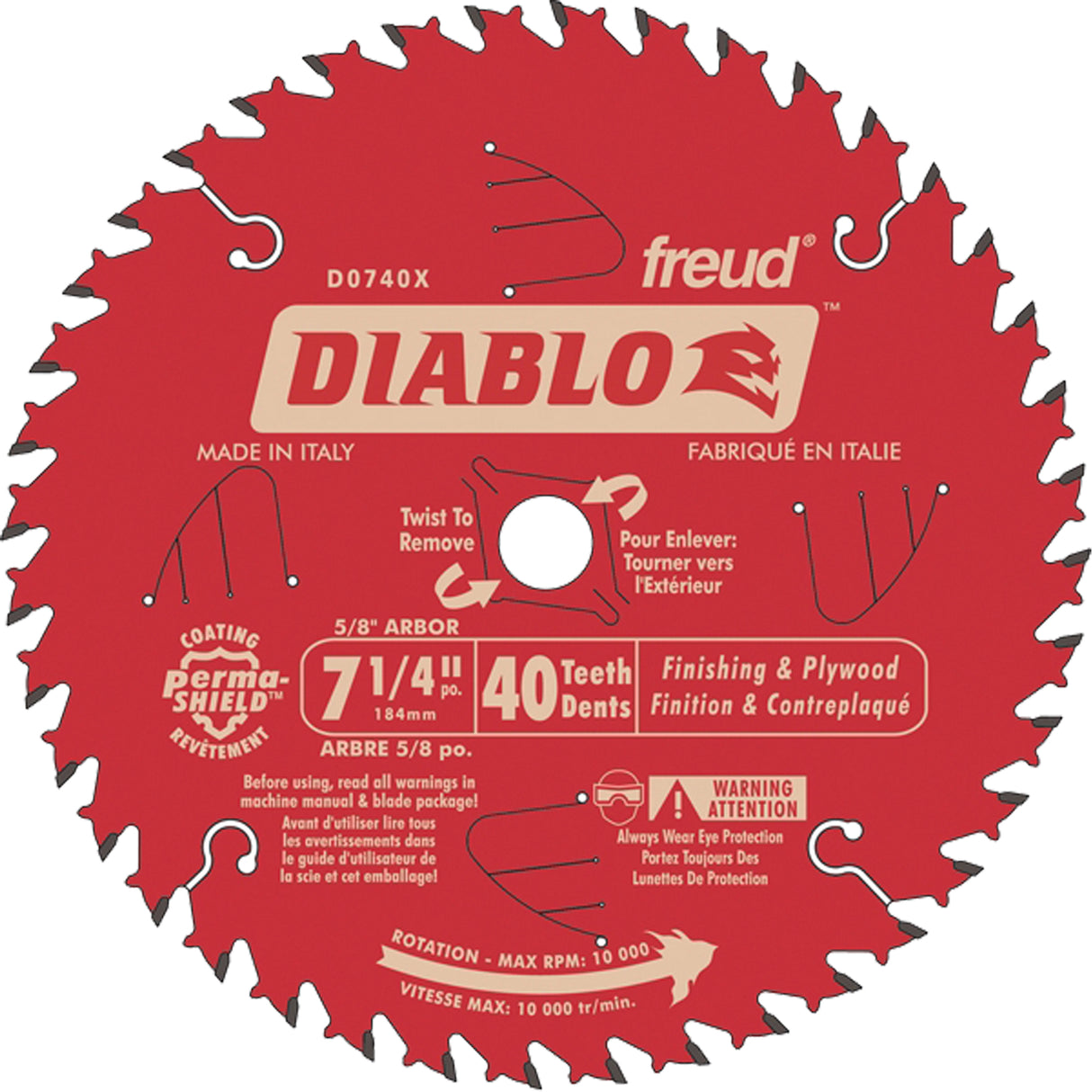 Contractor aw Blades - Finishing Saw Blades, 7-1/4", 40 Teeth, Wood Use