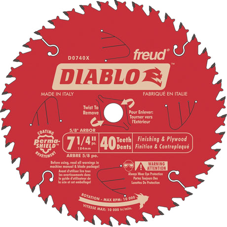 Contractor aw Blades - Finishing Saw Blades, 7-1/4", 40 Teeth, Wood Use