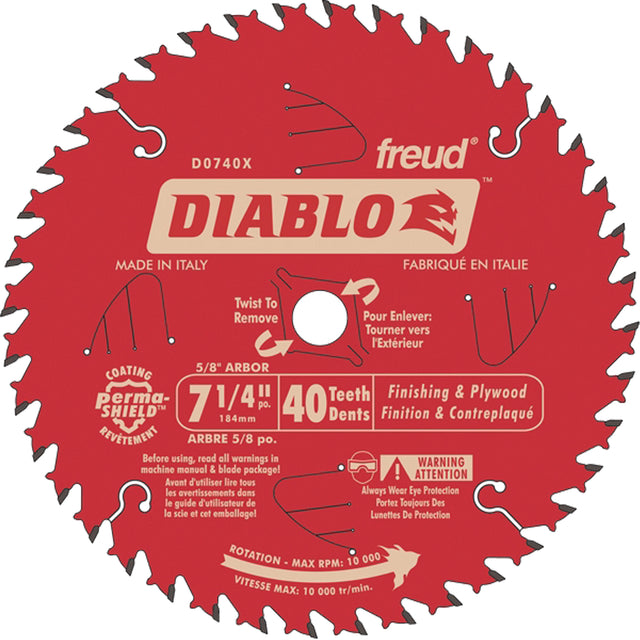 Contractor aw Blades - Finishing Saw Blades, 7-1/4", 40 Teeth, Wood Use