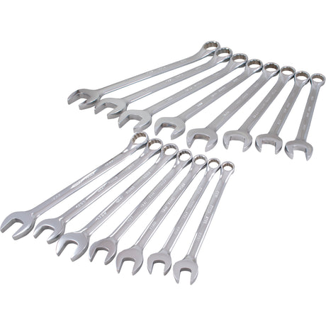 Mirror Chrome Wrench Set, Combination, 15 Pieces, Metric