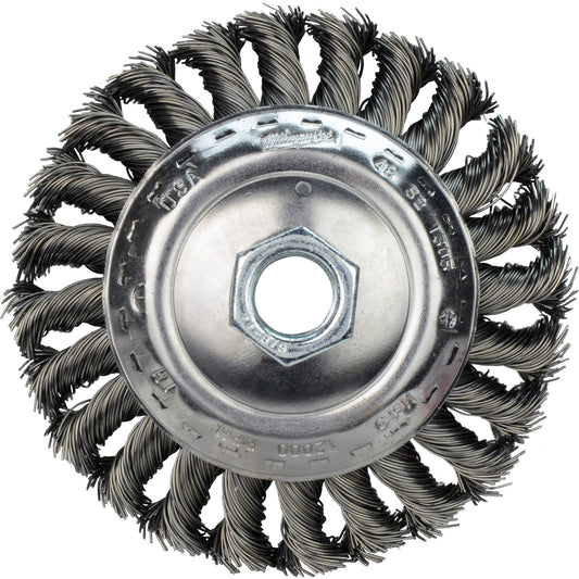 Twist Know Wire Wheel, 4" Dia., 0.02" Fill, 5/8"-11 Arbor, Carbon Steel