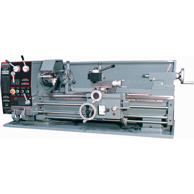 Gearhead Metal Lathe with Taper Attachment & Stand, 65" L x 28" W x 28" H