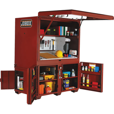Field Office Jobsite Box, 63" W x 42" D x 80" H, Steel, Red