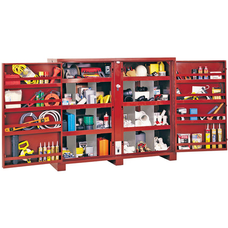 Jobsite Shelf Cabinet, Steel, 49 Cubic Feet, Red