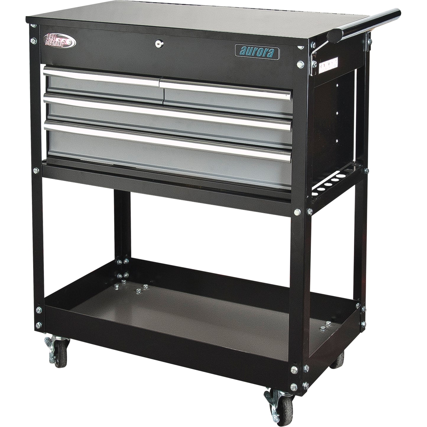 Utility Cart, 4 Drawers, 18" L x 33" W x 39" H, Black