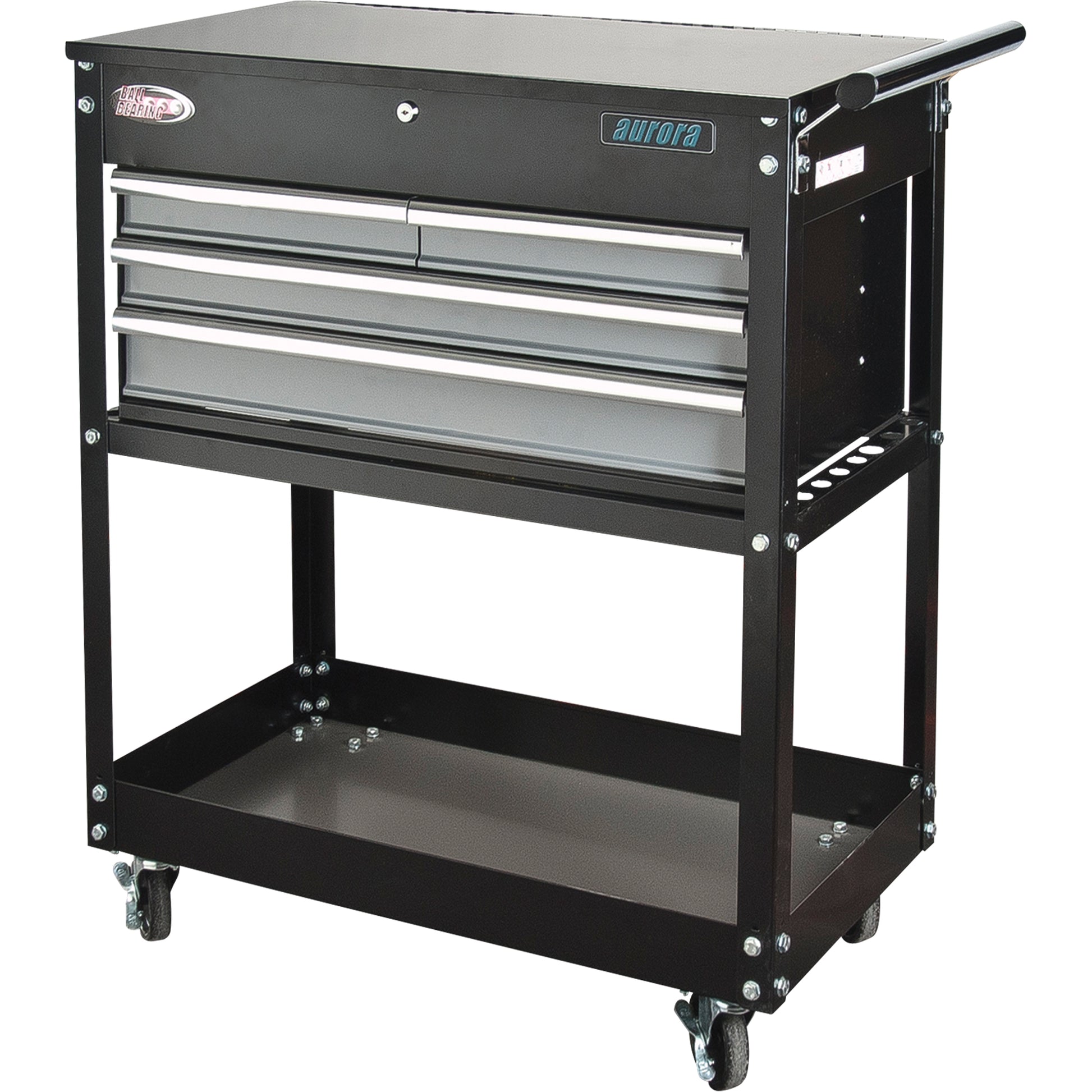 Utility Cart, 4 Drawers, 18" L x 33" W x 39" H, Black