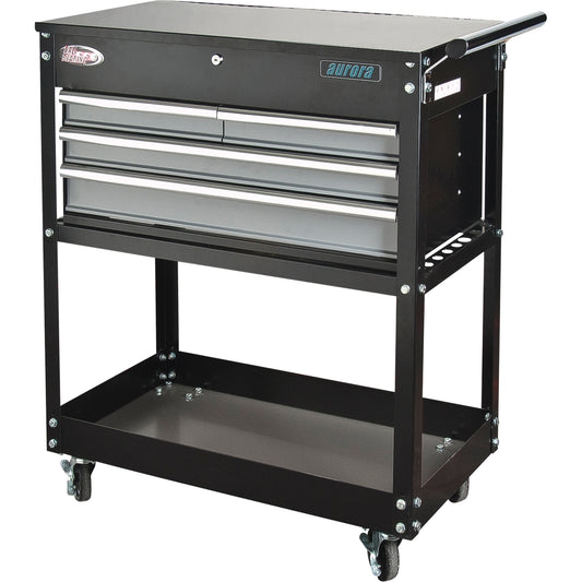 Utility Cart, 4 Drawers, 18" L x 33" W x 39" H, Black