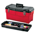 Plastic Tool Box, 6" W x 10-1/2" D x 11" H, Red
