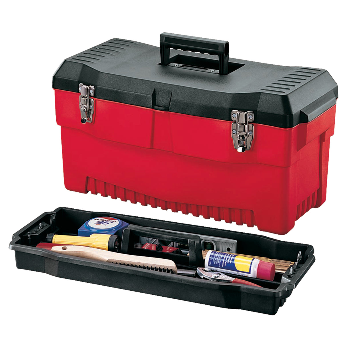 Plastic Tool Box, 6" W x 10-1/2" D x 11" H, Red