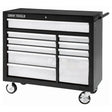 Roller Cabinet, 10 Drawers, 42" W x 19" D x 40" H, Black