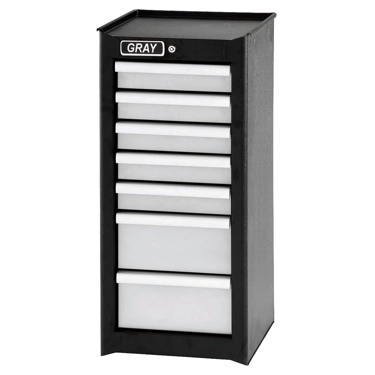 Side Rider Cabinet, 7 Drawers, 14-3/4" W x 18" D x 33.34" H, Black