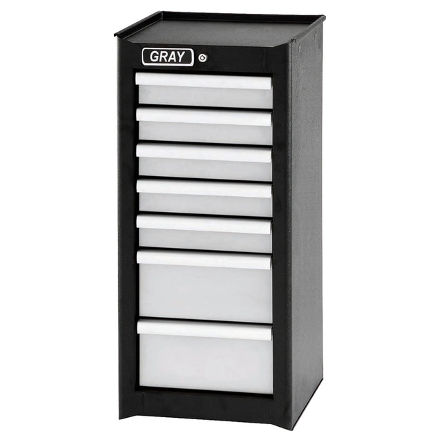 Side Rider Cabinet, 7 Drawers, 14-3/4" W x 18" D x 33.34" H, Black
