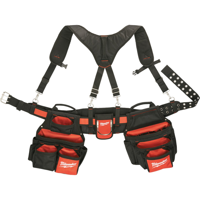Contractor Work Belt With  Suspension Rig, Nylon, Black