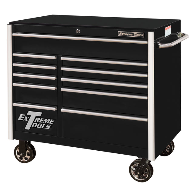 RX Series Rolling Tool Cabinet, 11 Drawers, 41-1/2" W x 25-1/2" D x 40-1/2" H, Black