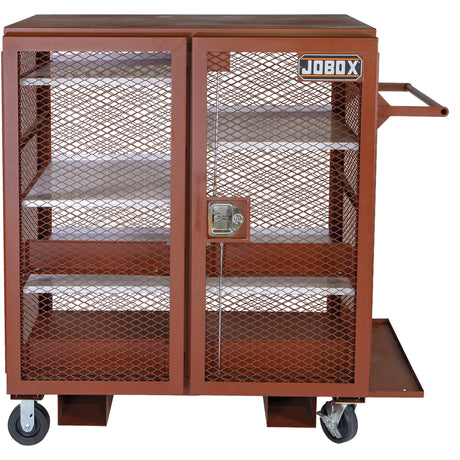 Mobile Mesh Cabinet, Steel, 37 Cubic Feet, Red