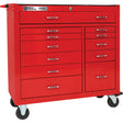 PRO+ Series Roller Cabinet, 12 Drawers, 42" W x 19" D x 43-1/2" H, Red