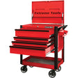 EX Deluxe Series Tool Cart, 4 Drawers, 22-7/8" L x 33" W x 44-1/4" H, Red