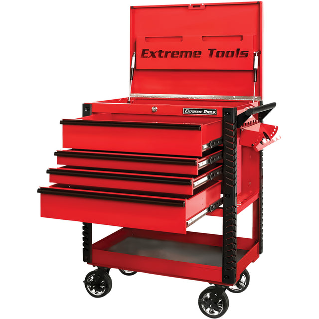EX Deluxe Series Tool Cart, 4 Drawers, 22-7/8" L x 33" W x 44-1/4" H, Red