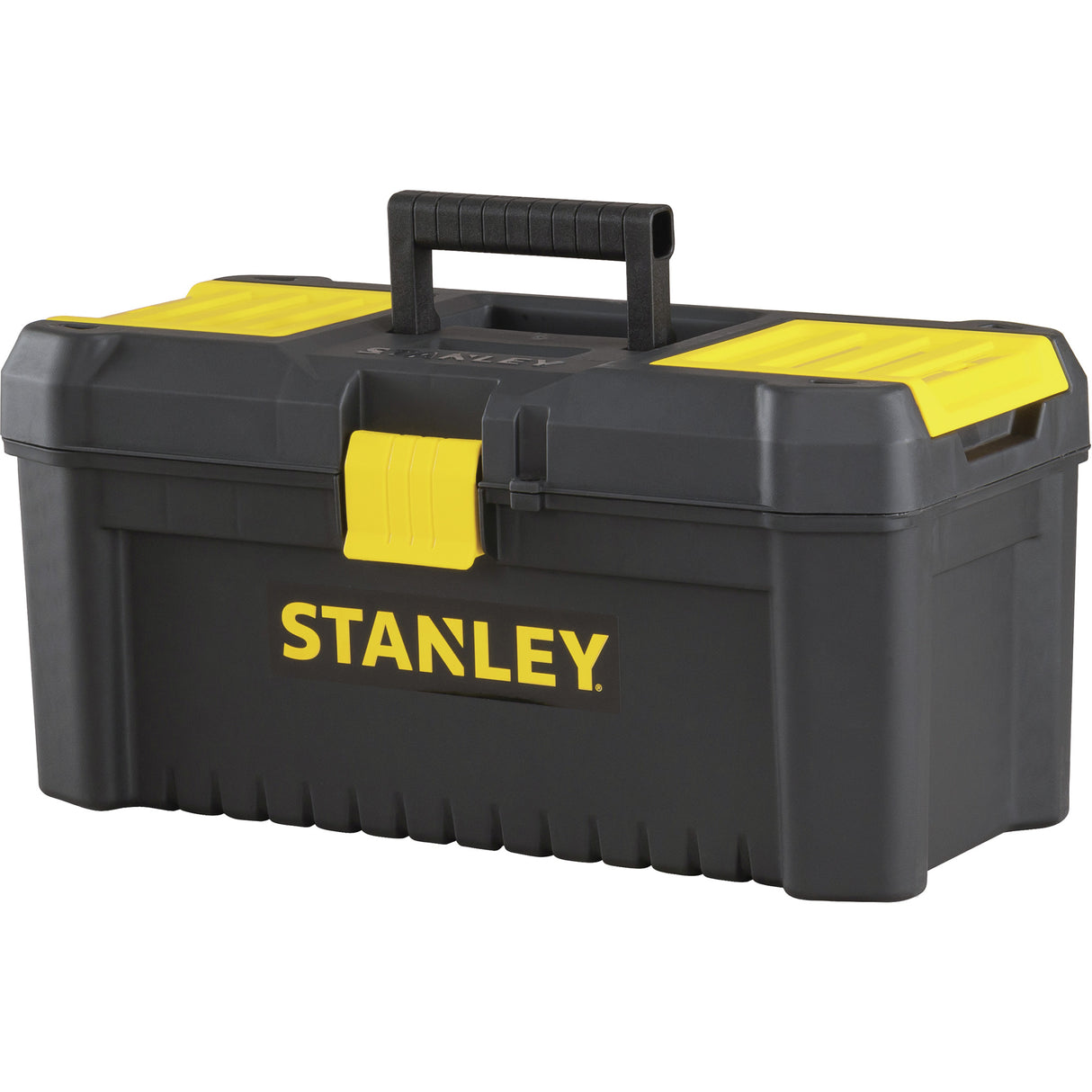 Essential® Tool Box with Tray, 16" W x 8" D x 7-3/10" H, Black/Yellow
