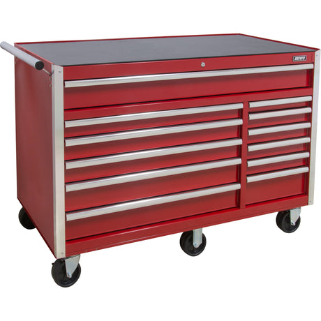 Industrial Tool Cart, 12 Drawers, 56" W x 24-1/2" D x 38-1/8" H, Red