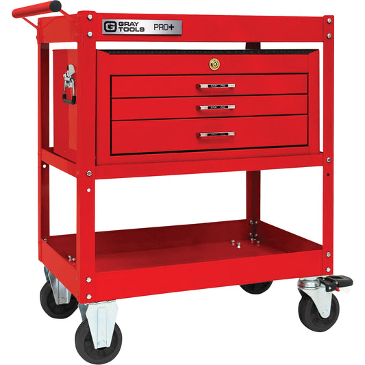 PRO+ Series Heavy-Duty Utility Cart with Intermediate Chest, 2 Tiers, 30-1/5" x 38-1/3" x 19-1/2"
