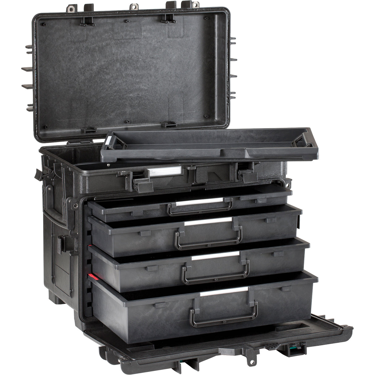 Military Mobile Tool Chest With Drawers, 4 Drawers, 22-4/5" W x 15" D x 18" H, Black