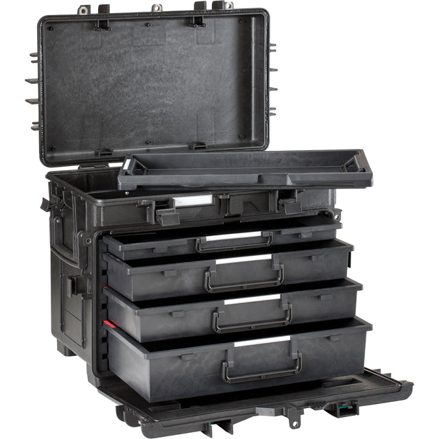 Military Mobile Tool Chest With Drawers, 4 Drawers, 22-4/5" W x 15" D x 18" H, Black