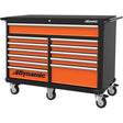 Roller Cabinet, 12 Drawers, 53" W x 24" D x 41" H, Black/Orange