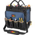 Molded Base Multi-Compartment Technician's Tool Bag, Ballistic Polyester, 54 Pockets, Black/Blue