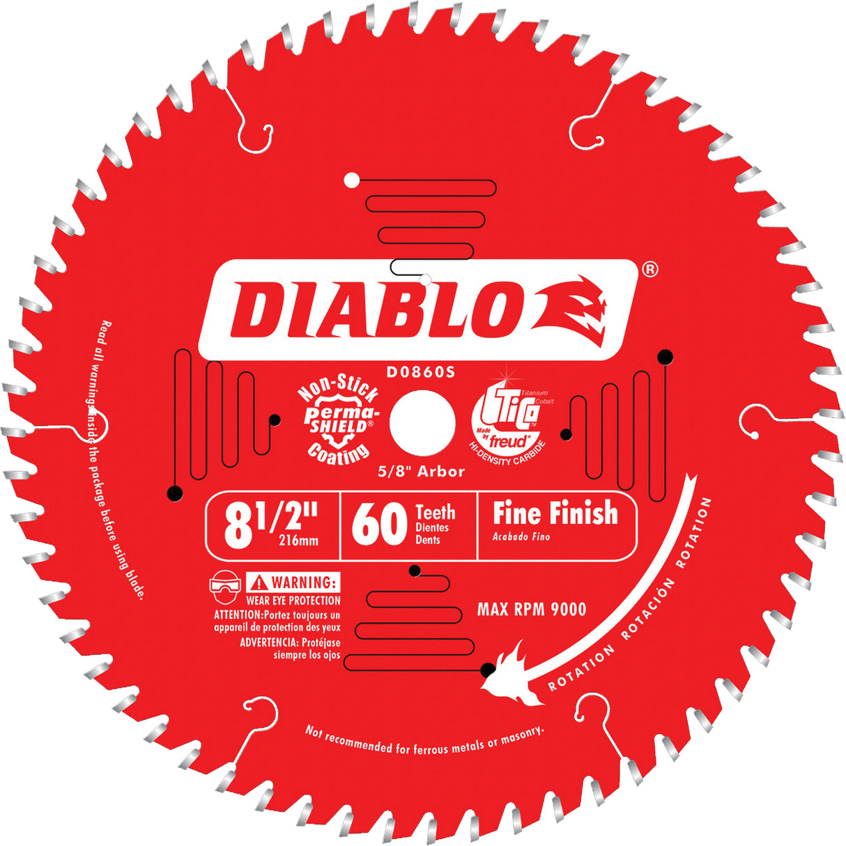 Contractor Saw Blades - Fine Finishing Saw Blades, 8-1/2", 60 Teeth, Wood Use