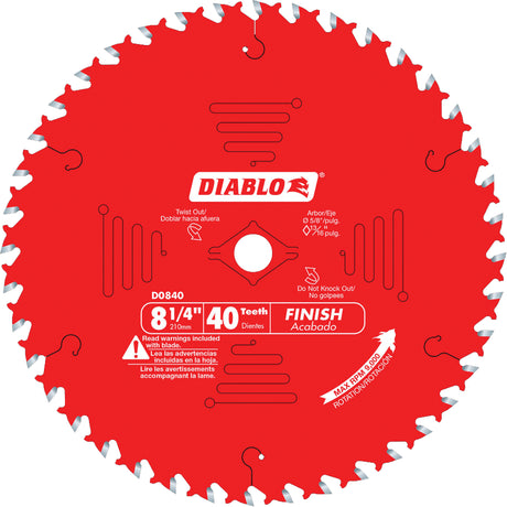Contractor Saw Blades - Finishing Saw Blades, 8-1/4", 40 Teeth, Wood Use