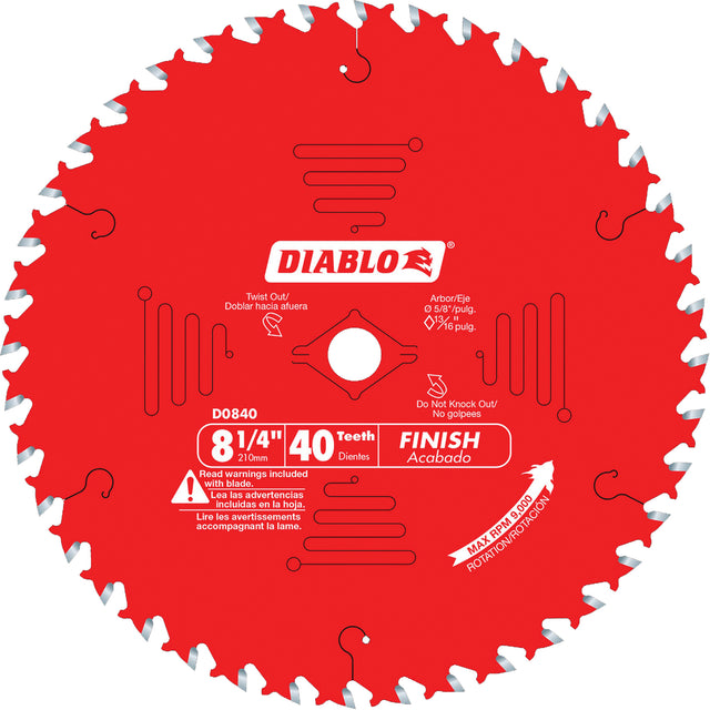 Contractor Saw Blades - Finishing Saw Blades, 8-1/4", 40 Teeth, Wood Use