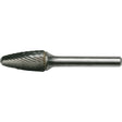 Solid Carbide Burrs - Tree Shape with Ball Nose, SF-14, 3/4" Dia., 1-1/4" Depth of Cut