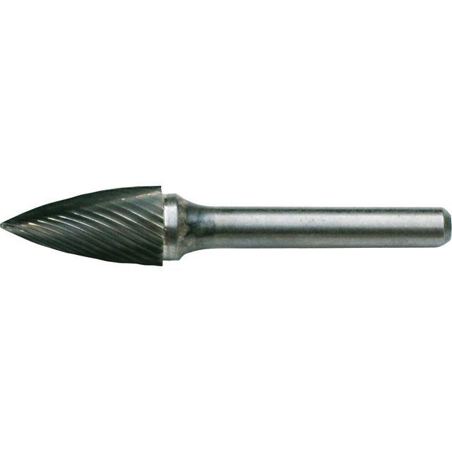 Solid Carbide Burrs - Tree Shape Pointed End, SG-5, 1/2" Dia., 1/4" Shank, 1" Depth of Cut