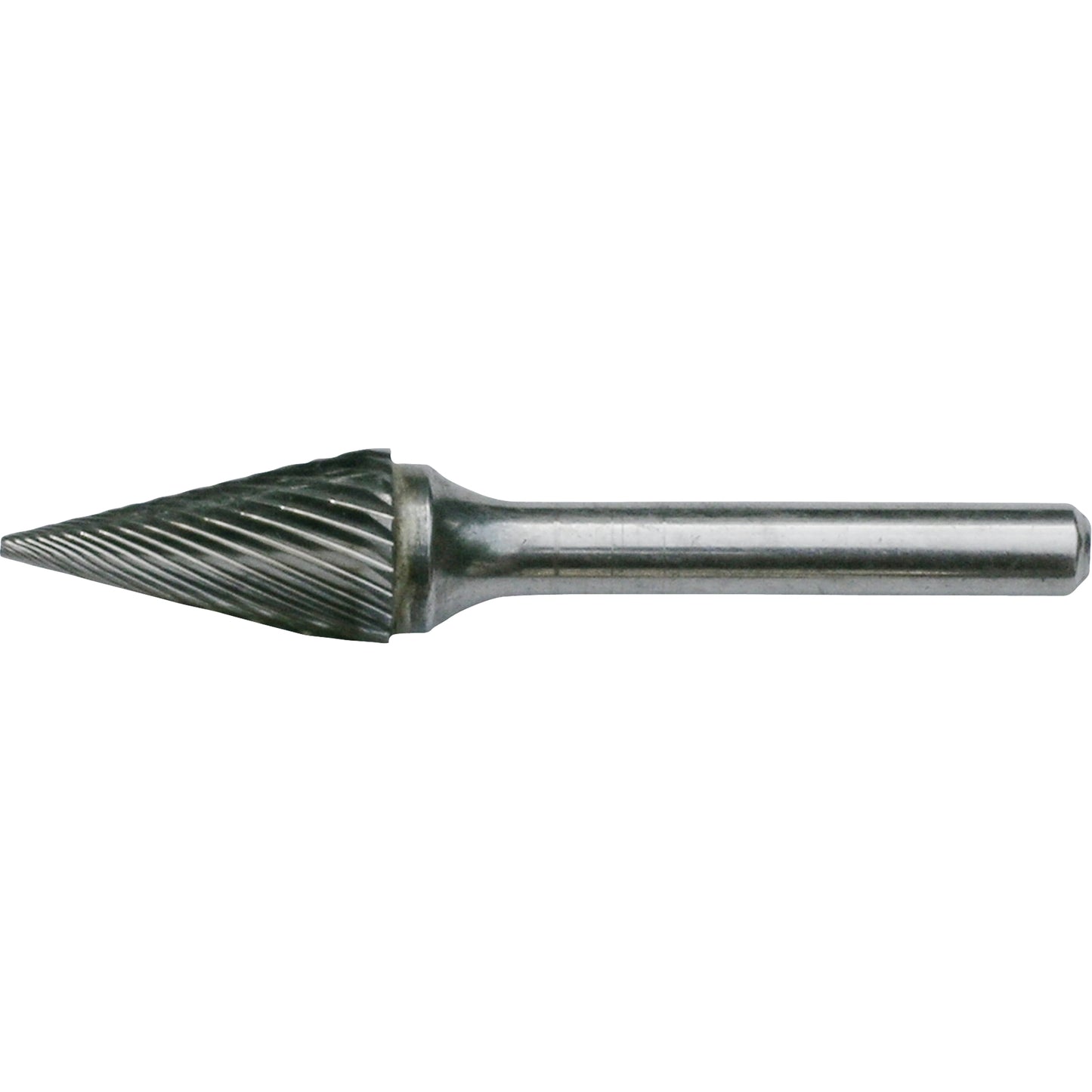 Solid Carbide Burrs - Pointed Cone Shape, SM-2, 1/4" Dia., 1/4" Shank, 1/2" Depth of Cut