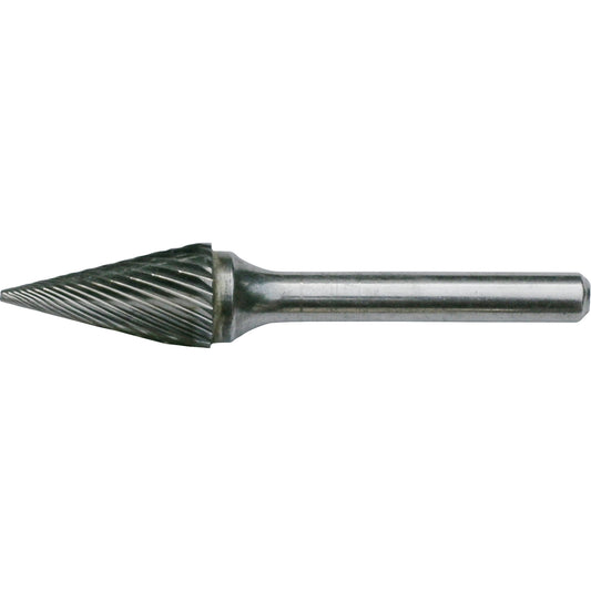 Solid Carbide Burrs - Pointed Cone Shape, SM-2, 1/4" Dia., 1/4" Shank, 1/2" Depth of Cut