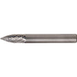 Solid Carbide Burrs - Tree Shape Pointed End, SG-6, 5/8" Dia., 1/4" Shank, 3/4" Depth of Cut