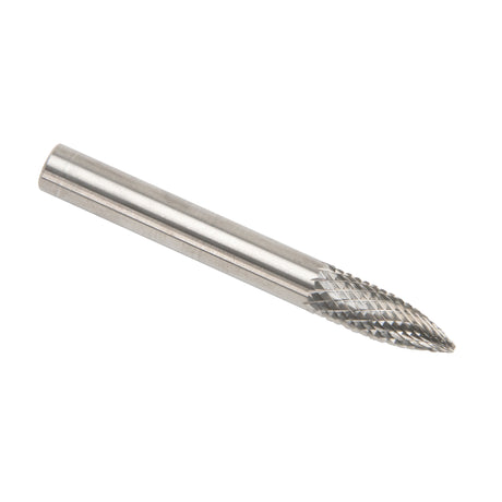 Solid Carbide Burrs - Tree Shape Pointed End, SG-1, 1/4" Dia., 1/8" Shank