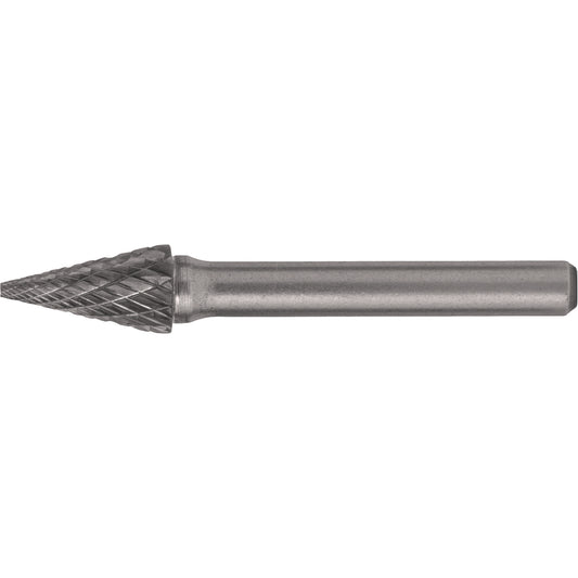 Solid Carbide Burrs - Pointed Cone Shape, SM-2, 1/4" Dia., 1/4" Shank, 3/4" Depth of Cut