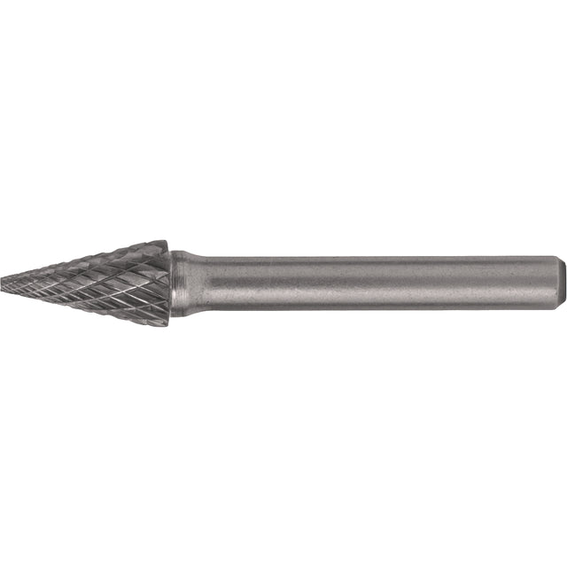 Solid Carbide Burrs - Pointed Cone Shape, SM-4, 3/8" Dia., 1/4" Shank, 5/8" Depth of Cut