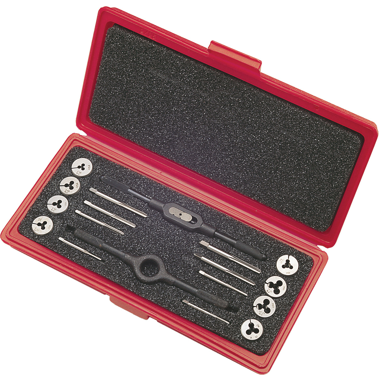 Tap & Die Sets with Production Hand Taps and Carbon Steel Round Adjustable Dies, 8 Pieces