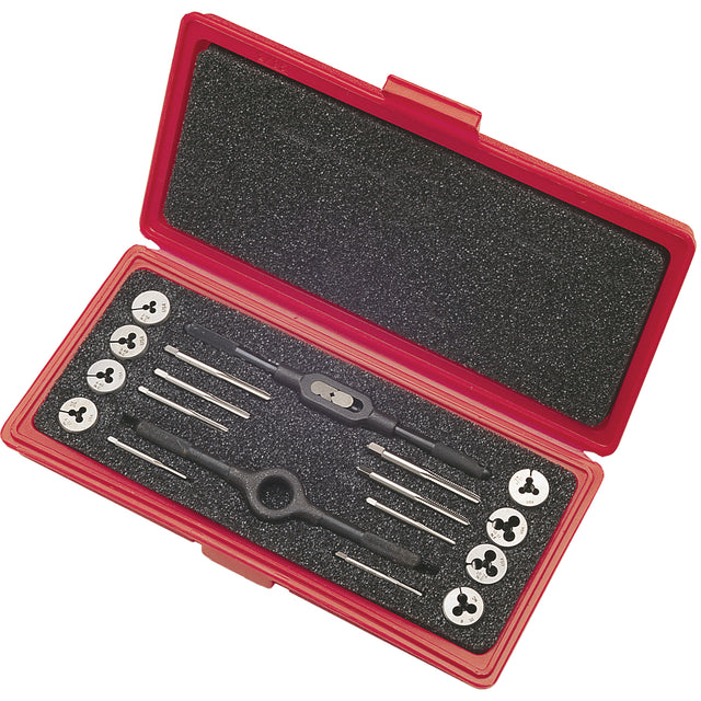Tap & Die Sets with Production Hand Taps and Carbon Steel Round Adjustable Dies, 8 Pieces